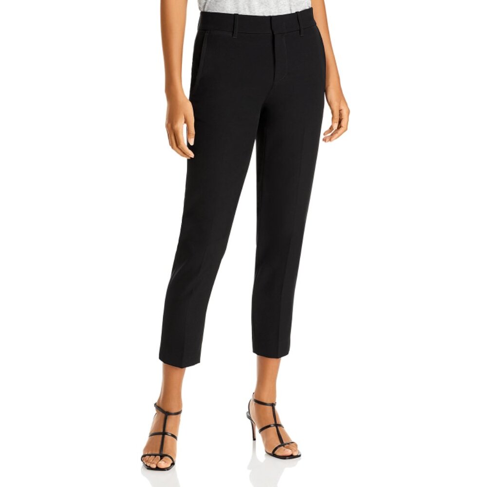 NWT Vince Womens Size 12 12x28 1/2 Black Flat Front Crop Slim Leg Trousers NEW